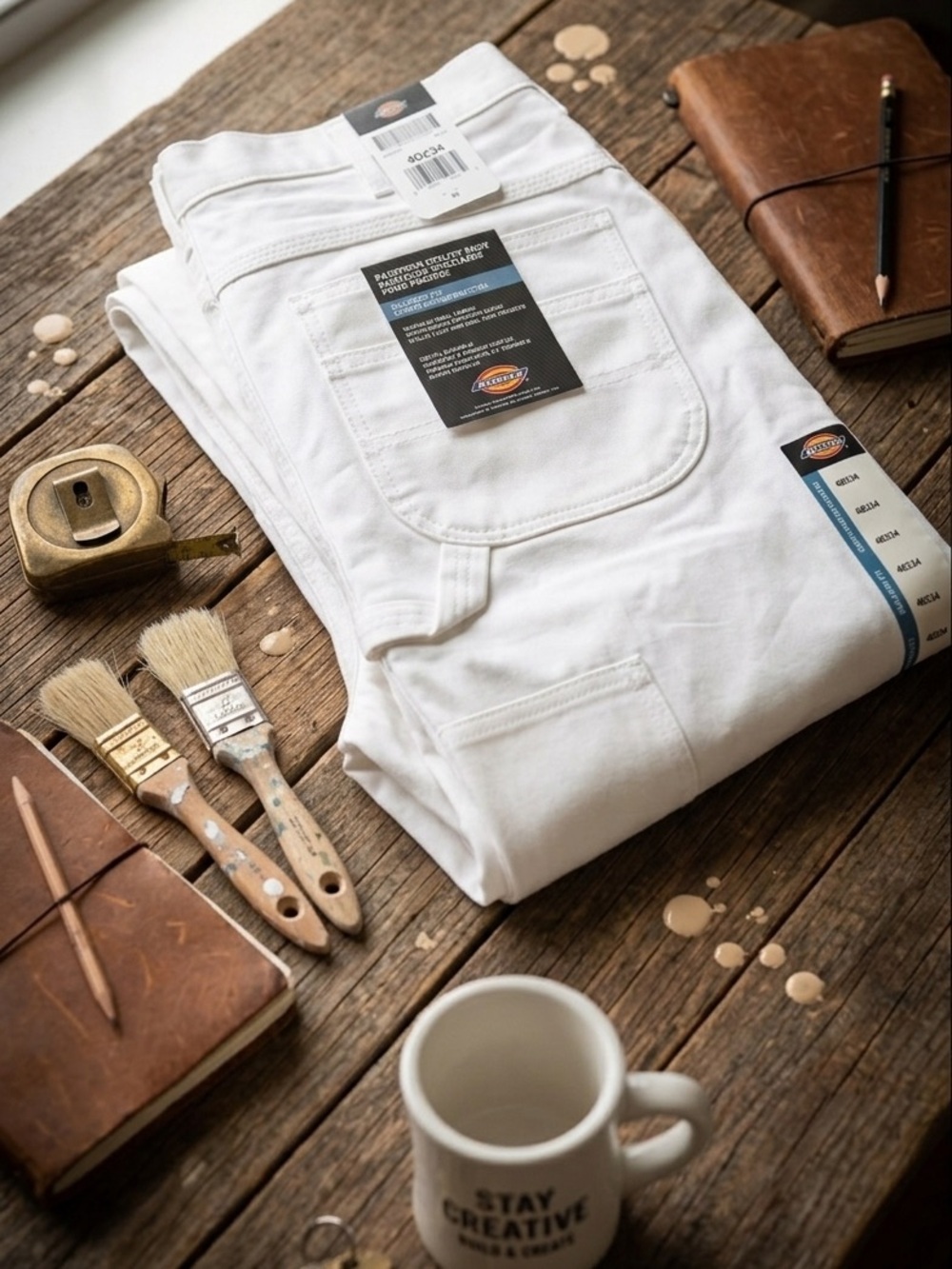 NWT Men's White Relaxed Fit Painter's Utility Pants